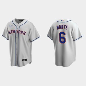 Men's New York Mets #6 Starling Marte Gray Road Jersey