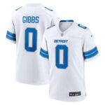 Men's Jahmyr Gibbs #0 White Detroit Lions Game Player Jersey