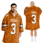 Adult 3 Texas Longhorns Football Unisex Blanket Hoodie