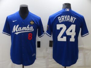 Men's  Los Angeles Dodgers #8 #24 Kobe Bryant Royal KB Patch Stitched Cool Base Jersey