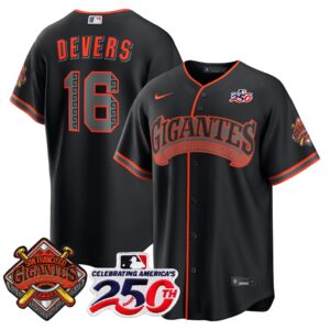 Rafael Devers #16 San Francisco Giants 250th Patch Alternate Replica Jersey - Black