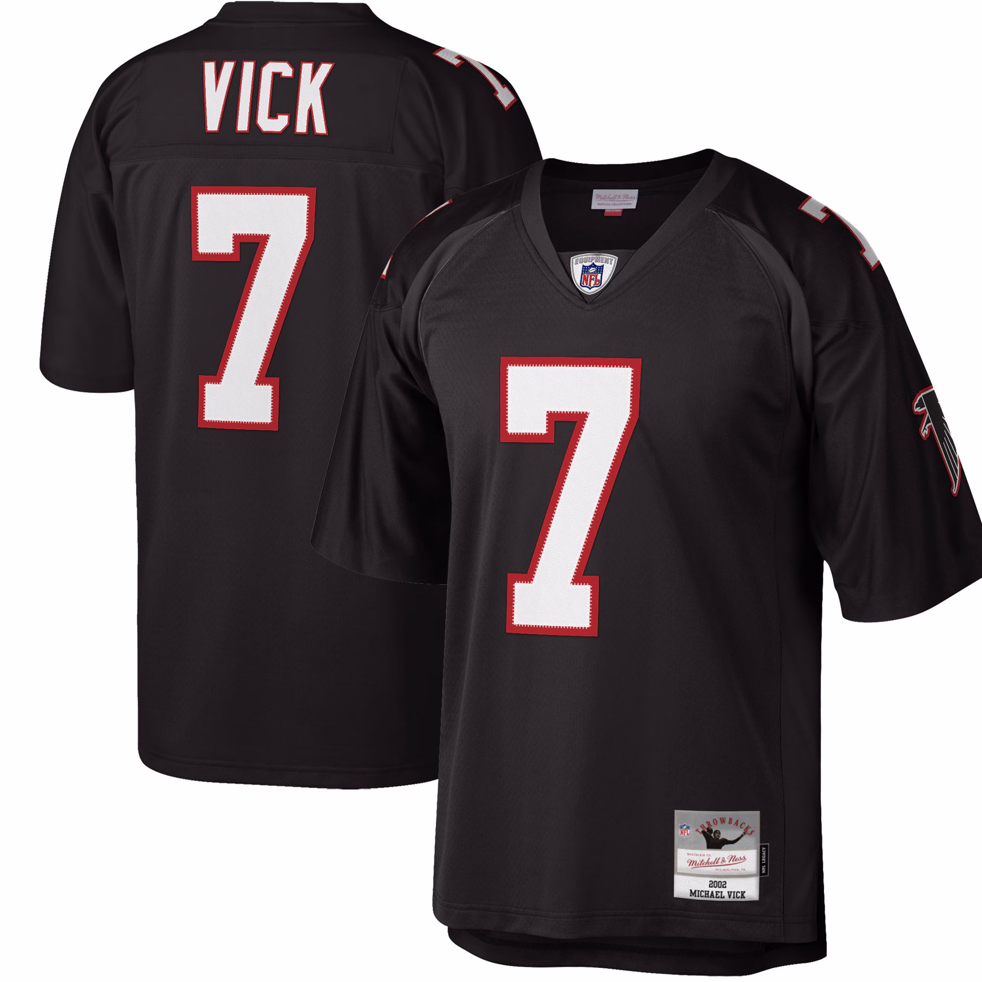Atlanta Falcons Michael Vick Mitchell & Ness Black Big & Tall 2002 Retired Player Replica Jersey