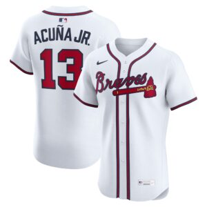 Atlanta Braves Ronald Acuña Jr. #13 White Home Elite Player Jersey