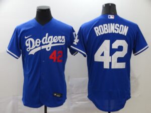Men's Los Angeles Dodgers #42 Jackie Robinson Blue Stitched Flex Base  Jersey