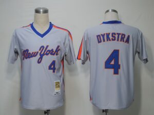 Mitchell And Ness New York Mets #4 Lenny Dykstra Grey Stitched Throwback Jersey