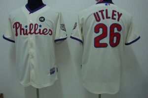 Philadelphia Phillies #26 Chase Utley Stitched Cream Jersey