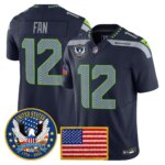 Th Fan #12 Seattle Seahawks United States 250th Anniversary Patch Vapor Limited Jersey - All Stitched