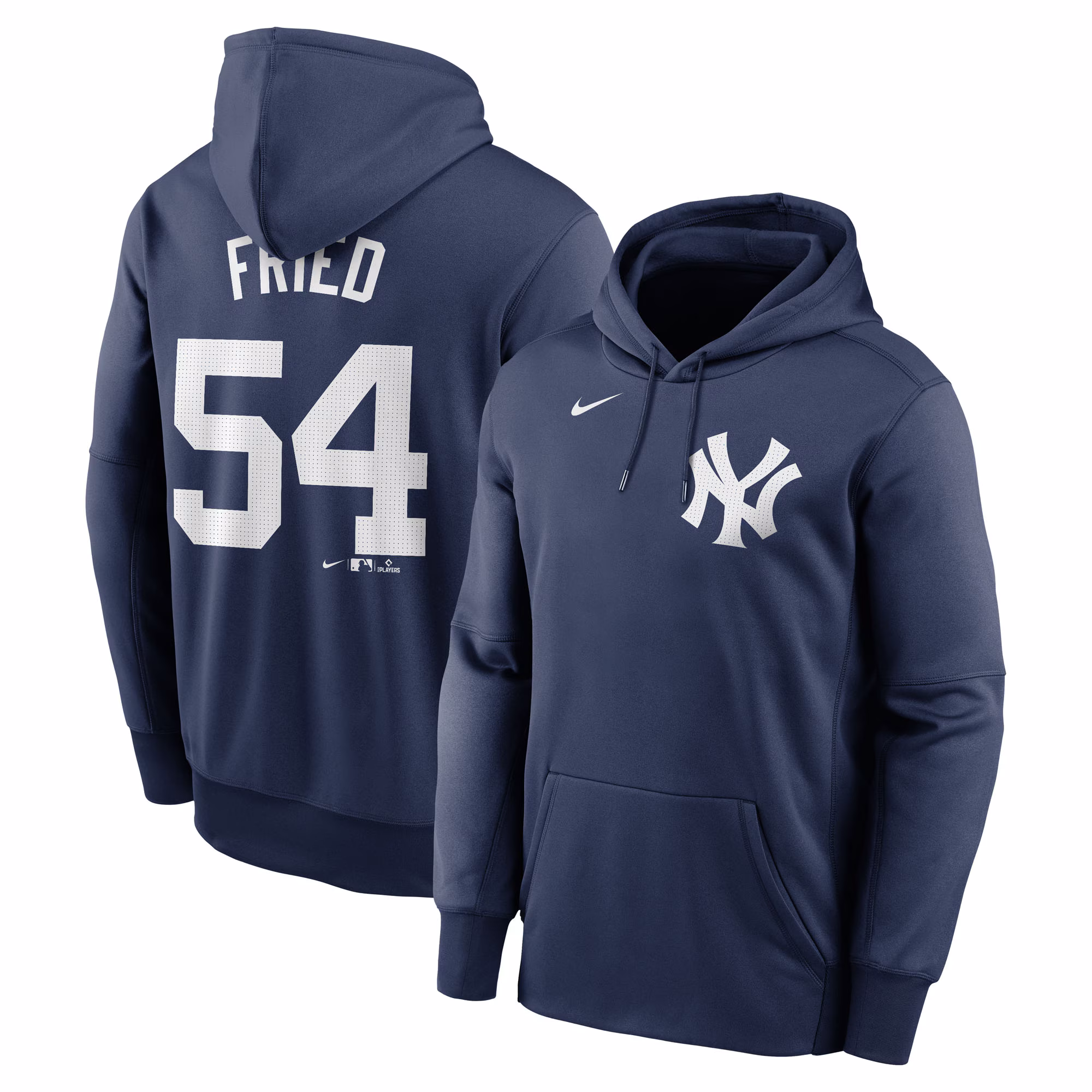 New York Yankees Max Fried #54 Navy Name & Number Pullover Hoodie