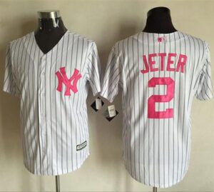 New York Yankees #2 Derek Jeter White Strip New Cool Base 2016 Mother's Day Stitched Jersey