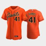 Men's San Francisco Giants #41 Wilmer Flores Flex Base Alternate Jersey Orange