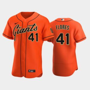 Men's San Francisco Giants #41 Wilmer Flores Flex Base Alternate Jersey Orange