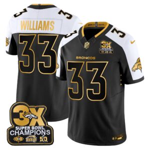 Javonte Williams Denver Broncos-Time Champions Patch Gold Vapor Limited Jersey - All Stitched