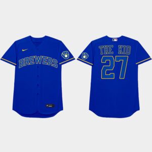 Willy Adames Nickname Brewers 2021 Players Weekend The Kid Royal Men's Jersey