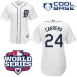Detroit Tigers #24 Miguel Cabrera White Cool Base w/2012 World Series Patch Stitched Jersey