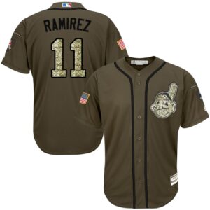 Cleveland Indians #11 Jose Ramirez Green Salute to Service Stitched Jersey