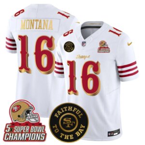 Joe Montana #16 San Francisco 49ers SF 2025 "Rivalries" 5x Champions & Faithful To The Bay Patch Vapor Limited Jersey - All Stitched