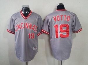 Cincinnati Reds #19 Joey Votto Grey 1991 Turn Back The Clock Stitched Jersey