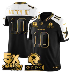 Joe Milton III #10 Dallas Cowboys Time Champions Patch Vapor Limited Gold Jersey - All Stitched