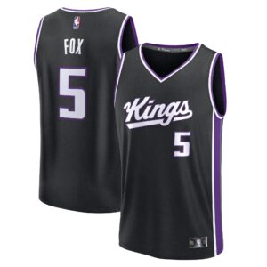 Men's Sacramento Kings De'Aaron Fox  Black 2023/24 Fast Break Replica Jersey - Icon Edition