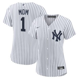 Women's New York Yankees  White #1 Mom Home Replica Jersey