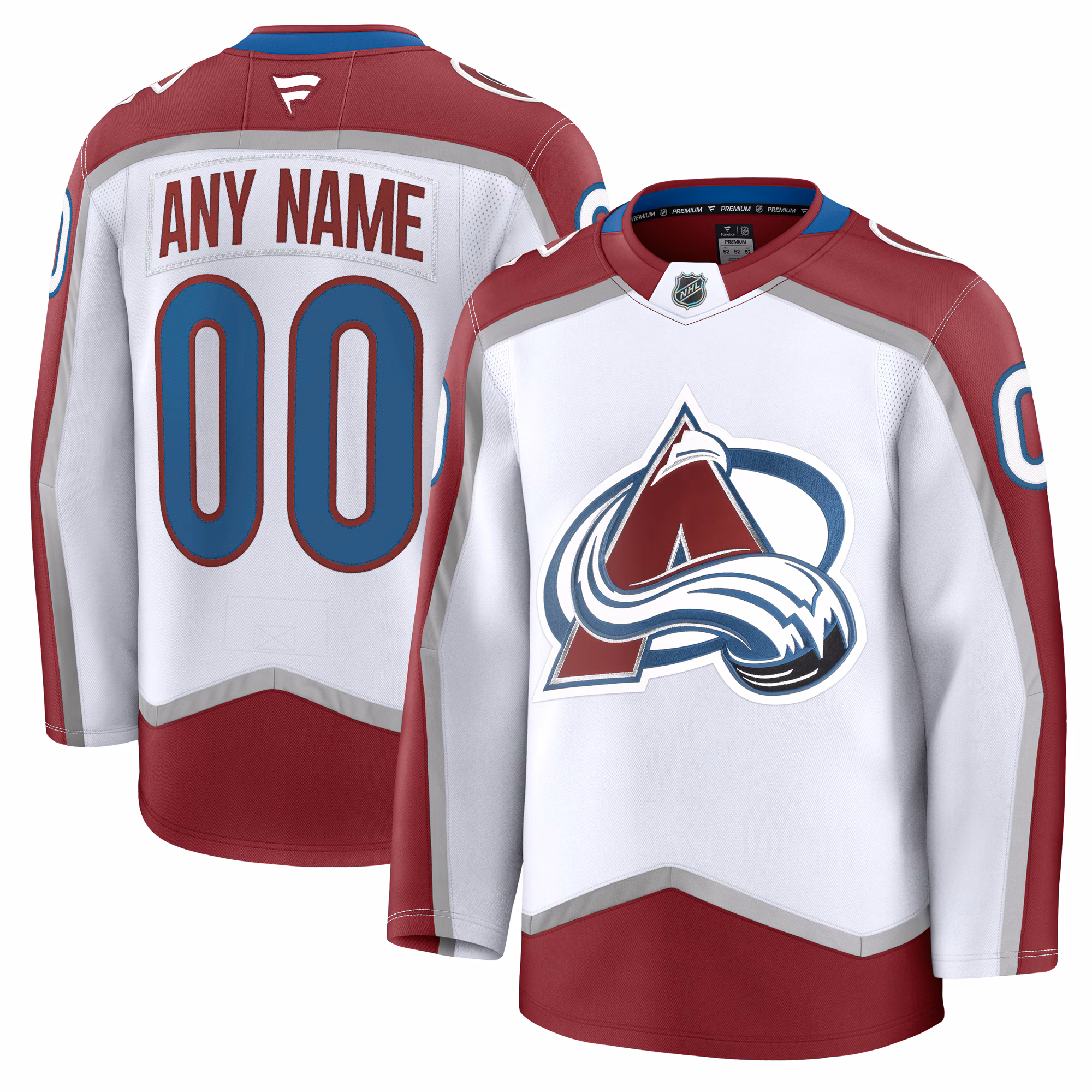 Colorado Avalanche Fanatics White Away Premium Custom #00 Jersey