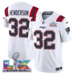 TreVeyon Henderson #32 New England Patriots Super 2025 Bowl LX Patch Retired Game Jersey - White