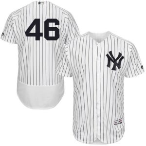 Men's New York Yankees #46 Andy Pettitte White Strip Flexbase Collection Stitched Jersey