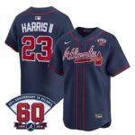Michael Harris II #23 Atlanta Braves 60th Patch Alternate Limited Player Jersey - Navy