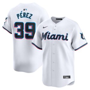 Men's Miami Marlins Eury PÃ©rez  White Home Limited Player Jersey