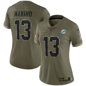 Dan Marino Miami Dolphins  Women's 2022 Salute To Service Retired Player Limited Jersey - Olive