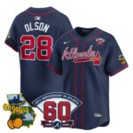 Matt Olson #28 Atlanta Braves 60th Patch Alternate Limited Player Jersey - Navy