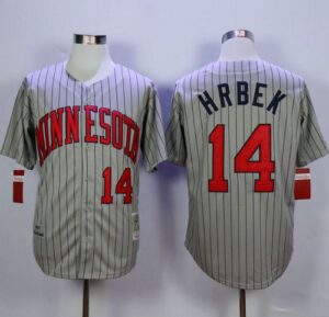 Mitchell And Ness 1987 Minnesota Twins #14 Kent Hrbek Grey Throwback Stitched Jersey