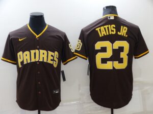 Men's  San Diego Padres #23 Tatis jr Brown Game 2021 Cool Base Stitched Jersey