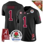 Nick Saban #1 Ncaa BAMA Rose Bowl Patch Vapor Limited Jersey - Alabama Map - All Stitched