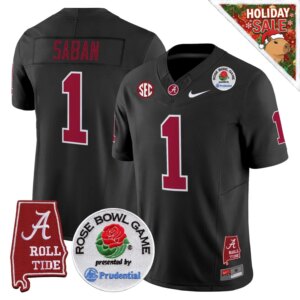 Nick Saban #1 Ncaa BAMA Rose Bowl Patch Vapor Limited Jersey - Alabama Map - All Stitched