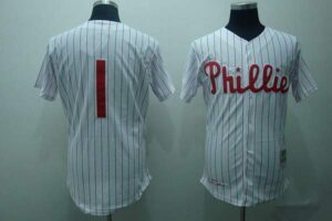 Mitchell And Ness Philadelphia Phillies #1 Richie Ashburn Stitched White Red Strip Throwback Jersey