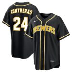 William Contreras #24 Milwaukee Brewers Fashion Replica Out Jersey - Black