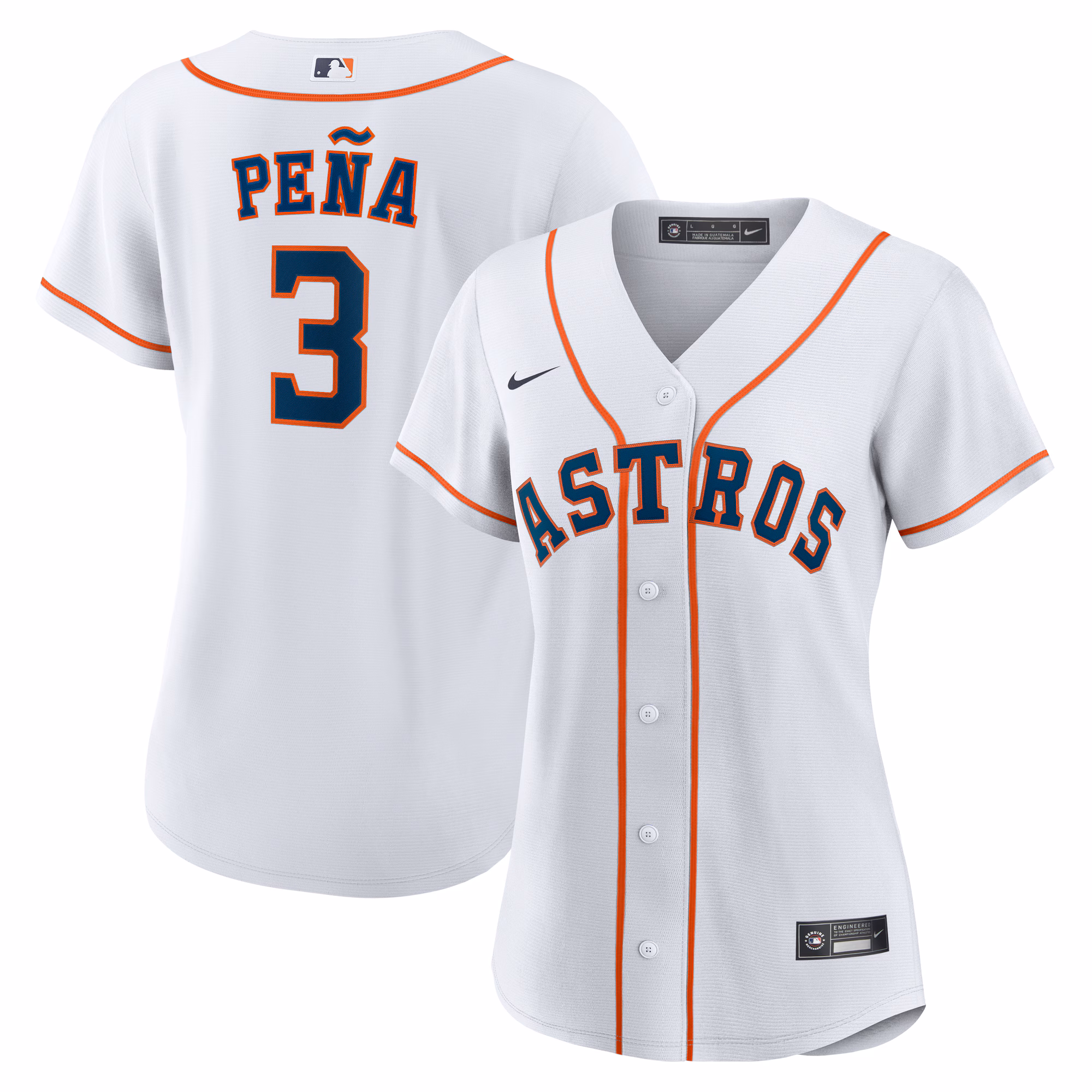 Women's Houston Astros Jeremy Peña #3 White Home Replica Jersey