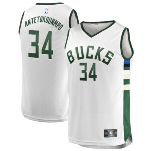 Giannis Antetokounmpo Milwaukee Bucks  Youth Fast Break Replica Jersey White - Association Edition