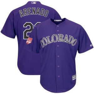 Men's Colorado Rockies #28 Nolan Arenado Majestic Purple 2019 Spring Training Cool Base Player Jersey