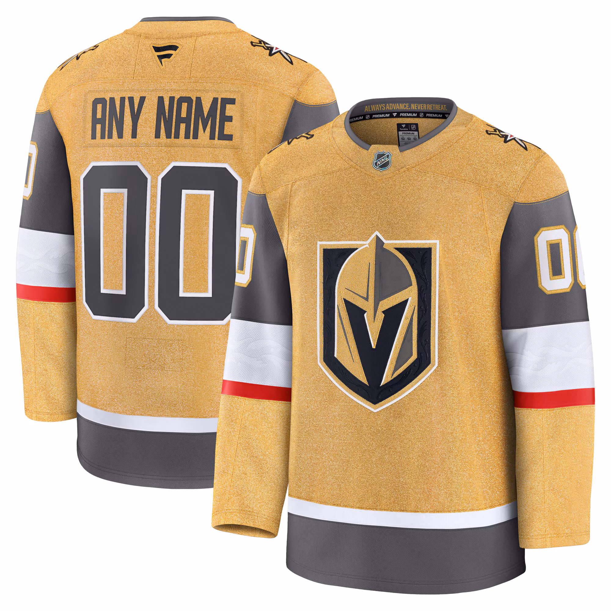 Vegas Golden Knights Fanatics Gold Home Premium Custom #00 Jersey