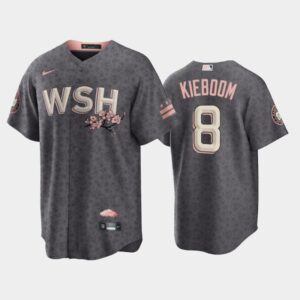 Men's #8 Carter Kieboom 2022 City Connect Washington Nationals Bloom Gray Jersey