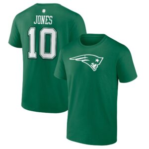 Men's Mac Jones Green New England Patriots St. Patrick's Day Icon Player T-Shirt