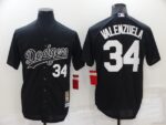 Men's  Los Angeles Dodgers #34 Fernando Valenzuela Black Throwback Stitched Cool Base Jersey