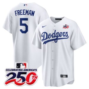 Freddie Freeman #5 Los Angeles Dodgers 250th Patch Alternate Jersey - White