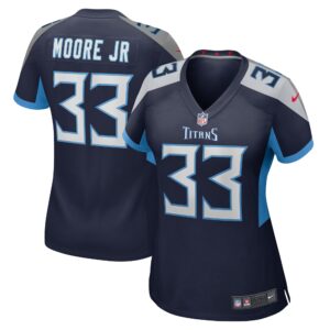 A.J. Moore Jr. Tennessee Titans  Women's Player Game Jersey - Navy