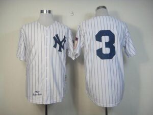 Mitchell And Ness 1929 New York Yankees #3 Babe Ruth White Throwback Stitched Jersey