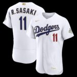 Los Angeles Dodgers Roki Sasaki #11 White 2026 Gold Collection Authentic Jersey