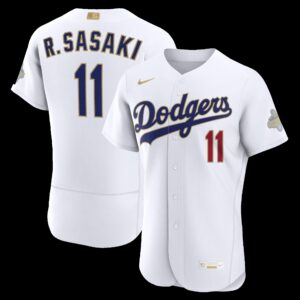 Los Angeles Dodgers Roki Sasaki #11 White 2026 Gold Collection Authentic Jersey
