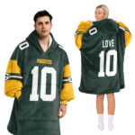 Adult J.L. 10 Green Bay Football Unisex Blanket Hoodie